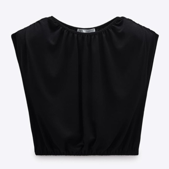 NWT Zara Padded Shoulder Crop Top - Picture 8 of 16